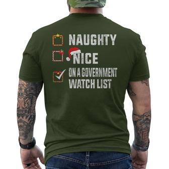 Naughty Nice On A Government Watch List Christmas Xmas Men's T-shirt Back Print - Monsterry AU