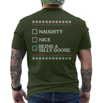 Naughty Nice Being A Silly Goose Christmas Xmas Men's T-shirt Back Print - Seseable