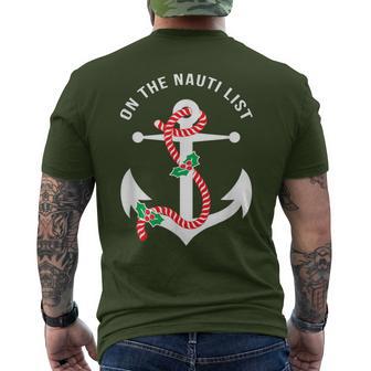 On The Nauti Naughty List Pun Nautical Anchor Christmas Men's T-shirt Back Print - Monsterry UK