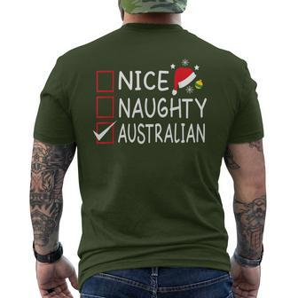 Nice Naughty Australian Christmas List Xmas Santa Men's T-shirt Back Print - Monsterry UK