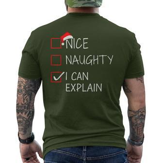 Nice Naughty I Can Explain Christmas List For Santa Claus Men's T-shirt Back Print | Mazezy