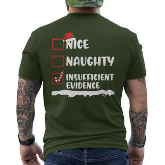 Nice Naughty Insufficient Evidence Christmas Family Matching Men's T-shirt Back Print | Mazezy