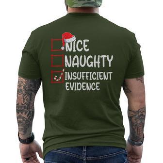 Nice Naughty Insufficient Evidence Christmas List Santa Men's T-shirt Back Print - Monsterry CA