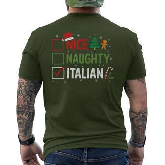 Nice Naughty Italian Christmas Xmas Santa Hat Men's T-shirt Back Print - Seseable