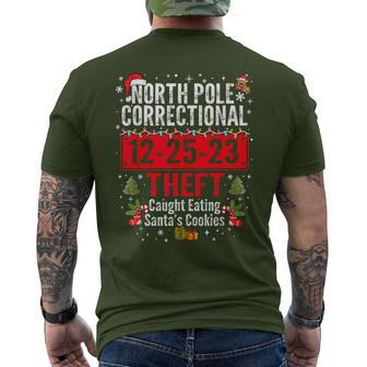 North Pole Correctional Theft Caught Eating Santa's Cookies Men's T-shirt Back Print - Seseable