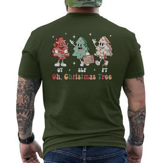 Oh Christmas Tree Slp Ot Pt Therapy Team Tree Cakes Xmas Men's T-shirt Back Print - Seseable