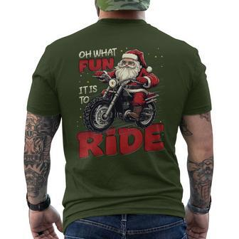 Oh What Fun It Is To Ride Biker Santa On A Motorcycle Men's T-shirt Back Print - Monsterry CA