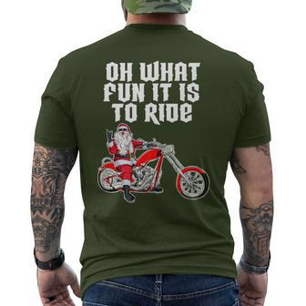 Oh What Fun It Is To Ride Santa Claus On A Motorcycle Men's T-shirt Back Print - Monsterry