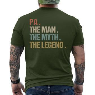 Pa The Man Myth Legend Father Dad Christmas Men's T-shirt Back Print - Monsterry