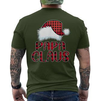 Papa Claus Santa Hat Red Buffalo Plaid Christmas Pajama Men's T-shirt Back Print - Seseable