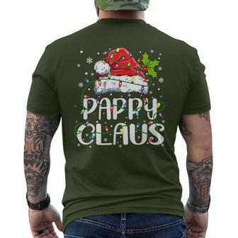 Pappy Claus Christmas Santa Hat Matching Family Xmas Lights Men's T-shirt Back Print - Monsterry