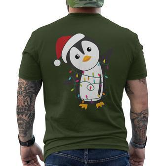 Penguin Christmas Santa Clauses Fairy Lights Penguins Men's T-shirt Back Print - Monsterry CA