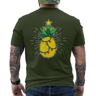 Pineapple X-Mas Tree Light Up Star Cute Christmas Men's T-shirt Back Print - Monsterry