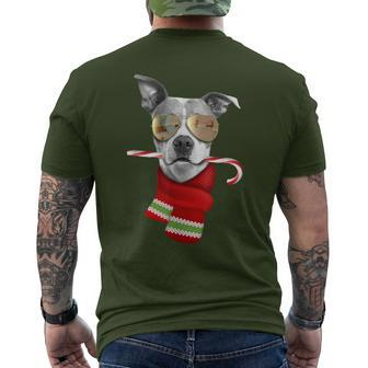Pitt Bull Cute Christmas Dog Lovers Sunglasses Men's T-shirt Back Print - Monsterry