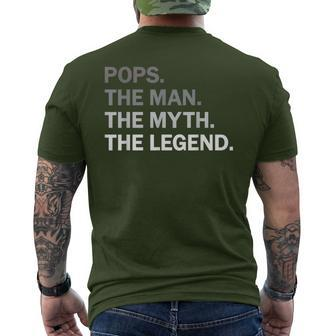 Pops Man Myth Legend Grandpa Fathers Day Birthday Christmas Men's T-shirt Back Print - Seseable