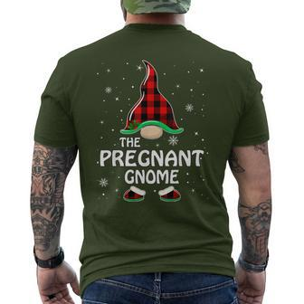 Pregnant Gnome Buffalo Plaid Matching Family Christmas Men's T-shirt Back Print - Monsterry UK