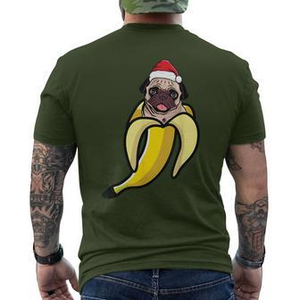 Pug Banana Santa Hat Christmas Pajama Cute Dog Puppy X-Mas Men's T-shirt Back Print - Monsterry
