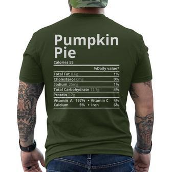 Pumpkin Pie Nutrition Facts Thanksgiving Christmas Men's T-shirt Back Print - Monsterry