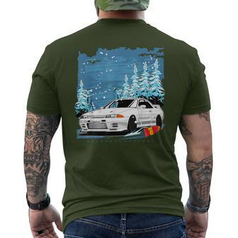R33 Skyline Jdm Car WinterChristmas Theme Men's T-shirt Back Print - Monsterry UK