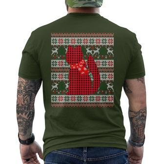 Red Buffalo Plaid Weasel Lovers Ugly Xmas Family Matching Men's T-shirt Back Print - Monsterry