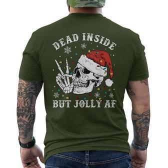 Retro Dead Inside But Jolly Af Skeleton Christmas Lights Men's T-shirt Back Print - Seseable