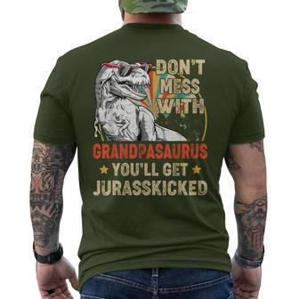 Retro Grandpa Rex Saurus Father's Day Christmas Dinosaurs Men's T-shirt Back Print - Monsterry