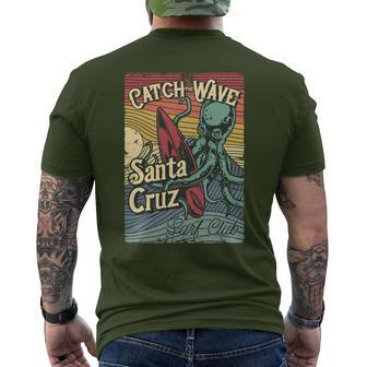 Retro Vintage Surf Club Octopus Surfboard Ca Santa Cruz Men's T-shirt Back Print - Monsterry AU
