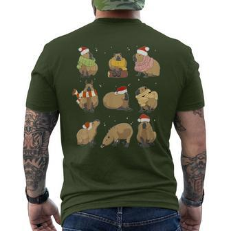 Santa Capybara Crew Christmas Capybaras Lover Xmas Pj Men's T-shirt Back Print | Mazezy