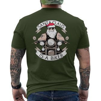 Santa Claus Is A Biker Motorcycle Christmas Meme On Back Men's T-shirt Back Print - Monsterry