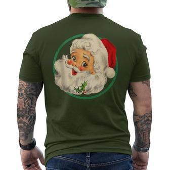 Santa Claus Face Old Fashioned Xmas Vintage Santa Christmas Men's T-shirt Back Print - Monsterry