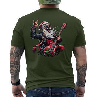 Santa Claus Guitar Player Rock & Roll Christmas Men's T-shirt Back Print - Seseable