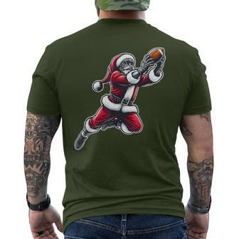 Santa Claus Playing American Football Christmas Football Fan Men's T-shirt Back Print - Thegiftio UK