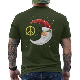 Santa Clause Moon And Star Peace Sign Christmas Dream Men's T-shirt Back Print - Monsterry AU