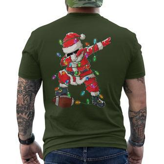 Santa Dabbing With Ball Christmas Football Player Sports Fan Men's T-shirt Back Print | Mazezy