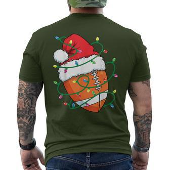 Santa Football Sports Ball Boys Christmas Xmas Lights Men's T-shirt Back Print | Mazezy CA