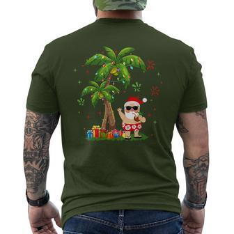 Santa Hawaiian Christmas Palm Tree Lights Men's T-shirt Back Print - Monsterry DE