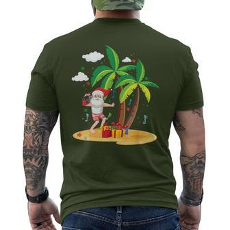 Santa Hawaiian Christmas Palm Tree Lights Xmas Men's T-shirt Back Print - Seseable