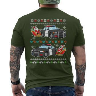 Santa Police Car Ugly Christmas Pajama Policeman Cop Officer Men's T-shirt Back Print - Monsterry UK
