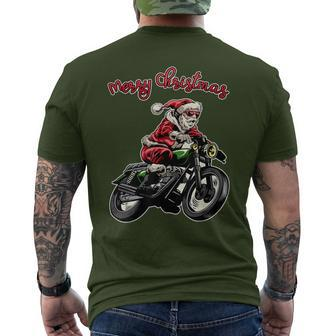 Santa Riding A Motorbike Christmas Motorcycle Christmas Men's T-shirt Back Print - Monsterry UK