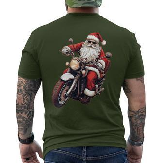 Santa Riding Motorcycle Bike Christmas Biker Xmas Men's T-shirt Back Print - Thegiftio UK