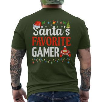 Santa's Favorite Gamer Christmas Gaming Xmas Gamer Men's T-shirt Back Print - Seseable