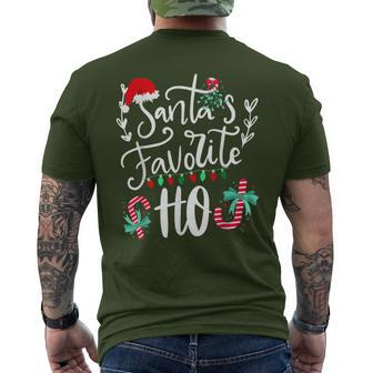 Santas Favorite Ho Christmas Santa Hat Xmas Pajamas Men's T-shirt Back Print | Mazezy