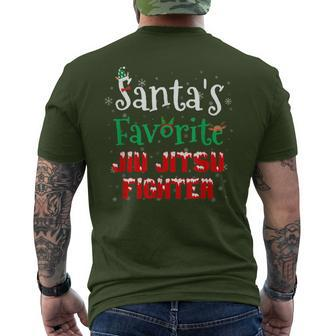 Santa's Favorite Jiu Jitsu Fighter Christmas Costumes Elf Men's T-shirt Back Print - Monsterry UK