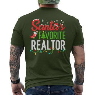 Santa's Favorite Realtor Christmas Real Estate Agent Men's T-shirt Back Print - Thegiftio UK