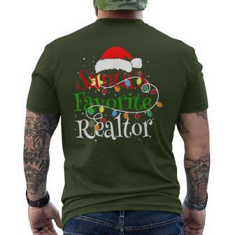 Santa's Favorite Realtor Christmas Santa Hat Lights Men's T-shirt Back Print - Monsterry UK