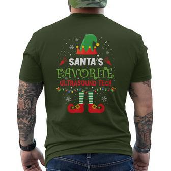 Santa's Favorite Ultrasound Tech Elf Christmas Light Men's T-shirt Back Print - Monsterry UK