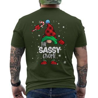 Sassy Gnome Red Buffalo Plaid Matching Family Christmas Men's T-shirt Back Print - Monsterry