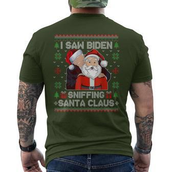 I Saw Biden Sniffing Santa Claus Biden Ugly Xmas Men's T-shirt Back Print - Seseable
