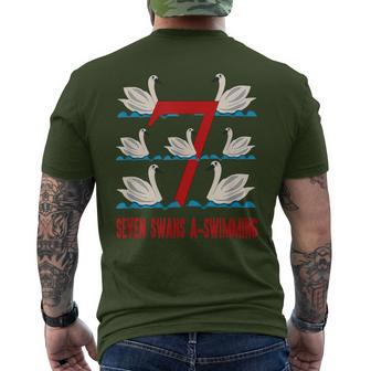 Seven Swans A-Swimming Song 12 Days Christmas Men's T-shirt Back Print - Monsterry AU