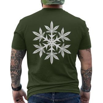 Snowflake Weed Marijuana Leaf Christmas Pajama Men's T-shirt Back Print | Mazezy